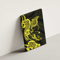 Hawaiian Manta Rays Canvas Wall Art Tribal Hibiscus Polynesian Tattoos Yellow Color - Polynesian Pride