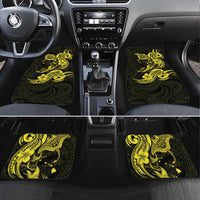 Hawaiian Manta Rays Car Mats Tribal Hibiscus Polynesian Tattoos Yellow Color - Polynesian Pride