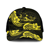 Hawaiian Manta Rays Classic Cap Tribal Hibiscus Polynesian Tattoos Yellow Color - Polynesian Pride