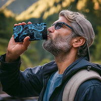 Hawaiian Manta Rays 4 in 1 Can Cooler Tumbler Tribal Hibiscus Polynesian Tattoos Blue Color - Polynesian Pride