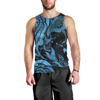 Hawaiian Manta Rays Men Tank Top Tribal Hibiscus Polynesian Tattoos Blue Color - Polynesian Pride
