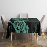 Hawaiian Manta Rays Tablecloth Tribal Hibiscus Polynesian Tattoos Turquoise Color - Polynesian Pride