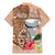 Guam Seal and Latte Stone With Ethnic Tapa Pattern Family Matching Mermaid Dress and Hawaiian Shirt Peach Fuzz Color LT03 - Polynesian Pride