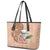 Guam Seal and Latte Stone With Ethnic Tapa Pattern Leather Tote Bag Peach Fuzz Color LT03 - Polynesian Pride