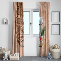 Guam Seal and Latte Stone With Ethnic Tapa Pattern Window Curtain Peach Fuzz Color LT03 - Polynesian Pride