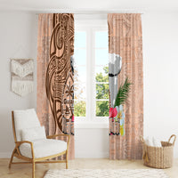 Guam Seal and Latte Stone With Ethnic Tapa Pattern Window Curtain Peach Fuzz Color LT03 - Polynesian Pride