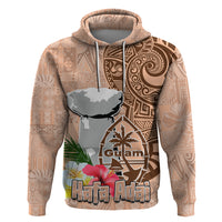 Guam Seal and Latte Stone With Ethnic Tapa Pattern Zip Hoodie Peach Fuzz Color LT03 Pullover Hoodie Peach Fuzz - Polynesian Pride