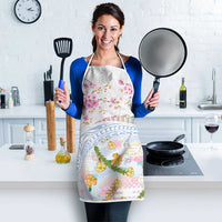 Hawaiian and Japanese Culture Together Apron Tribal Motifs with Lei and Japanese Sakura Pattern