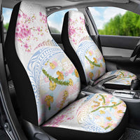 Hawaiian and Japanese Culture Together Car Seat Cover Tribal Motifs with Lei and Japanese Sakura Pattern LT03 - Polynesian Pride
