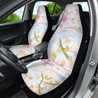 Hawaiian and Japanese Culture Together Car Seat Cover Tribal Motifs with Lei and Japanese Sakura Pattern LT03 - Polynesian Pride