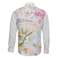 Hawaiian and Japanese Culture Together Family Matching Mermaid Dress and Hawaiian Shirt Tribal Motifs with Lei and Japanese Sakura Pattern LT03 - Polynesian Pride