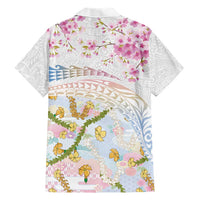 Hawaiian and Japanese Culture Together Family Matching Tank Maxi Dress and Hawaiian Shirt Tribal Motifs with Lei and Japanese Sakura Pattern LT03 - Polynesian Pride