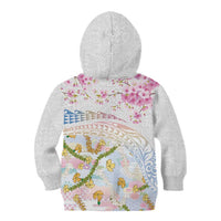 Hawaiian and Japanese Culture Together Kid Hoodie Tribal Motifs with Lei and Japanese Sakura Pattern LT03 - Polynesian Pride