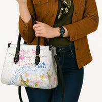Hawaiian and Japanese Culture Together Leather Bag Tribal Motifs with Lei and Japanese Sakura Pattern