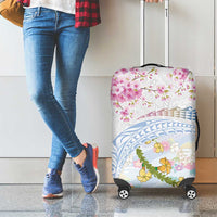 Hawaiian and Japanese Culture Together Luggage Cover Tribal Motifs with Lei and Japanese Sakura Pattern LT03 - Polynesian Pride