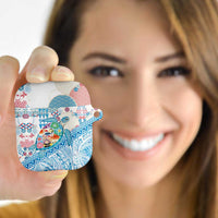 Hawaiian and Japanese Culture Together AirPods Case Tropical Honu with Japanese Elements Blue Color