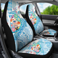 Hawaiian and Japanese Culture Together Car Seat Cover Tropical Honu with Japanese Elements Blue Color LT03 - Polynesian Pride