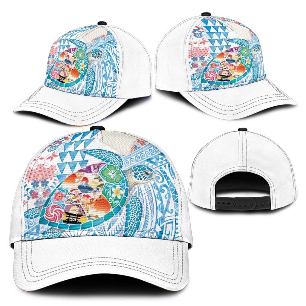 Hawaiian and Japanese Culture Together Classic Cap Tropical Honu with Japanese Elements Blue Color