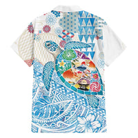 Hawaiian and Japanese Culture Together Family Matching Tank Maxi Dress and Hawaiian Shirt Tropical Honu with Japanese Elements Blue Color LT03 - Polynesian Pride