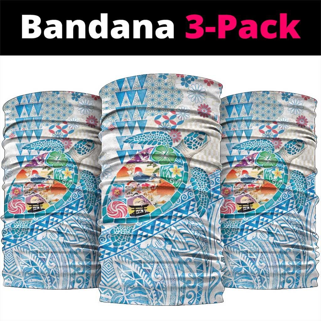 Hawaiian and Japanese Culture Together Neck Gaiter Tropical Honu with Japanese Elements Blue Color LT03 package One Size: 25*50cm Blue - Polynesian Pride