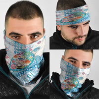 Hawaiian and Japanese Culture Together Neck Gaiter Tropical Honu with Japanese Elements Blue Color LT03 - Polynesian Pride