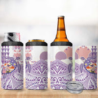 Hawaiian and Japanese Culture Together 4 in 1 Can Cooler Tumbler Tropical Honu with Japanese Elements Purple Color LT03 - Polynesian Pride