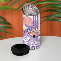 Hawaiian and Japanese Culture Together 4 in 1 Can Cooler Tumbler Tropical Honu with Japanese Elements Purple Color LT03 - Polynesian Pride