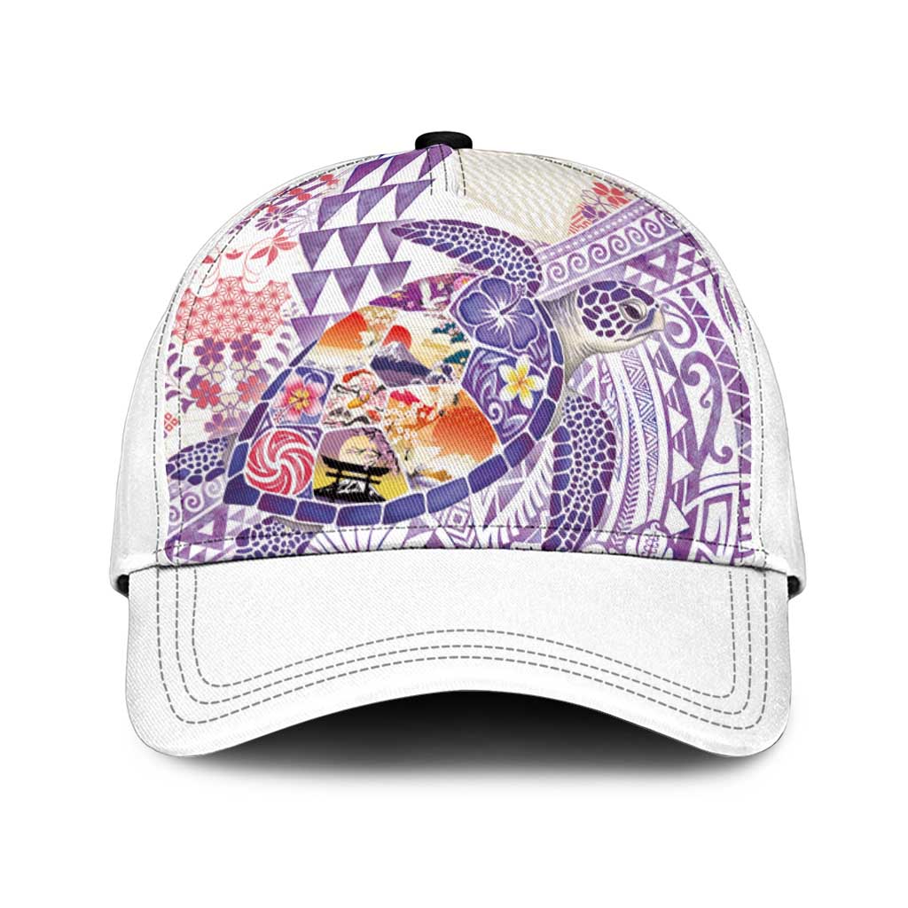 Hawaiian and Japanese Culture Together Classic Cap Tropical Honu with Japanese Elements Purple Color