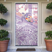 Hawaiian and Japanese Culture Together Door Cover Tropical Honu with Japanese Elements Purple Color LT03 Purple - Polynesian Pride