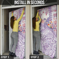 Hawaiian and Japanese Culture Together Door Cover Tropical Honu with Japanese Elements Purple Color LT03 - Polynesian Pride