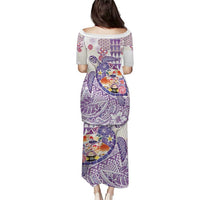 Hawaiian and Japanese Culture Together Family Matching Puletasi and Hawaiian Shirt Tropical Honu with Japanese Elements Purple Color LT03 - Polynesian Pride