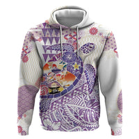 Hawaiian and Japanese Culture Together Hoodie Tropical Honu with Japanese Elements Purple Color LT03 Pullover Hoodie Purple - Polynesian Pride