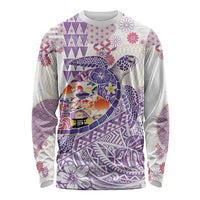 Hawaiian and Japanese Culture Together Long Sleeve Shirt Tropical Honu with Japanese Elements Purple Color LT03 Unisex Purple - Polynesian Pride
