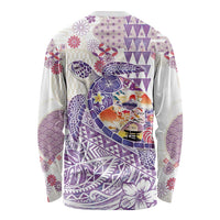 Hawaiian and Japanese Culture Together Long Sleeve Shirt Tropical Honu with Japanese Elements Purple Color LT03 - Polynesian Pride