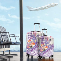 Hawaiian and Japanese Culture Together Luggage Cover Tropical Honu with Japanese Elements Purple Color LT03 - Polynesian Pride