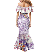 Hawaiian and Japanese Culture Together Mermaid Dress Tropical Honu with Japanese Elements Purple Color LT03 - Polynesian Pride