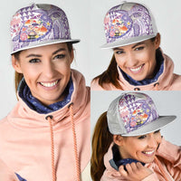 Hawaiian and Japanese Culture Together Mesh Trucker Cap Tropical Honu with Japanese Elements Purple Color