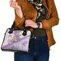 Hawaiian and Japanese Culture Together Shoulder Handbag Tropical Honu with Japanese Elements Purple Color