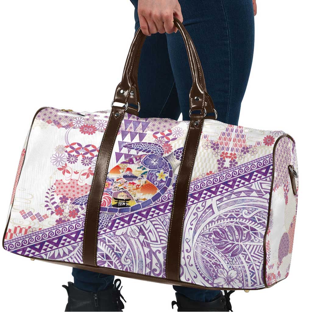 Hawaiian and Japanese Culture Together Travel Bag Tropical Honu with Japanese Elements Purple Color LT03 - Polynesian Pride