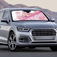 Hawaiian and Japanese Culture Together Auto Sun Shade Tropical Honu with Japanese Elements Pink Color