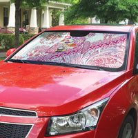 Hawaiian and Japanese Culture Together Auto Sun Shade Tropical Honu with Japanese Elements Pink Color