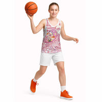 Hawaiian and Japanese Culture Together Basketball Jersey Tropical Honu with Japanese Elements Pink Color