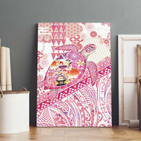 Hawaiian and Japanese Culture Together Canvas Wall Art Tropical Honu with Japanese Elements Pink Color LT03 - Polynesian Pride