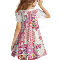 Hawaiian and Japanese Culture Together Family Matching Short Sleeve Bodycon Dress and Hawaiian Shirt Tropical Honu with Japanese Elements Pink Color LT03 - Polynesian Pride