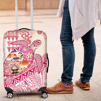 Hawaiian and Japanese Culture Together Luggage Cover Tropical Honu with Japanese Elements Pink Color LT03 Pink - Polynesian Pride