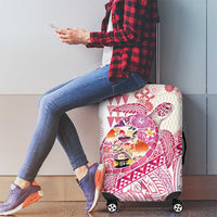 Hawaiian and Japanese Culture Together Luggage Cover Tropical Honu with Japanese Elements Pink Color LT03 - Polynesian Pride