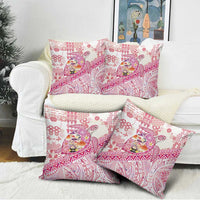 Hawaiian and Japanese Culture Together Pillow Cover Tropical Honu with Japanese Elements Pink Color