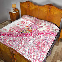 Hawaiian and Japanese Culture Together Quilt Tropical Honu with Japanese Elements Pink Color