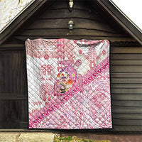 Hawaiian and Japanese Culture Together Quilt Tropical Honu with Japanese Elements Pink Color