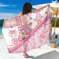 Hawaiian and Japanese Culture Together Sarong Tropical Honu with Japanese Elements Pink Color